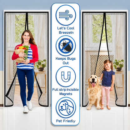 Magnetic Mesh Door Curtain – Hands-Free Insect Protection Screen