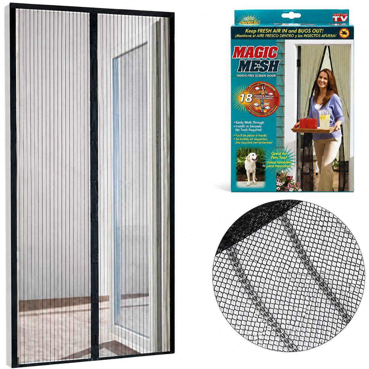 Magnetic Mesh Door Curtain – Hands-Free Insect Protection Screen
