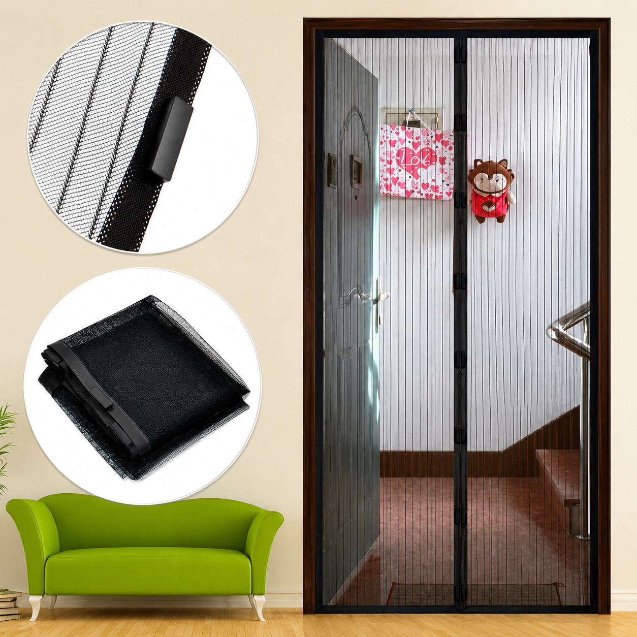 Magnetic Mesh Door Curtain – Hands-Free Insect Protection Screen