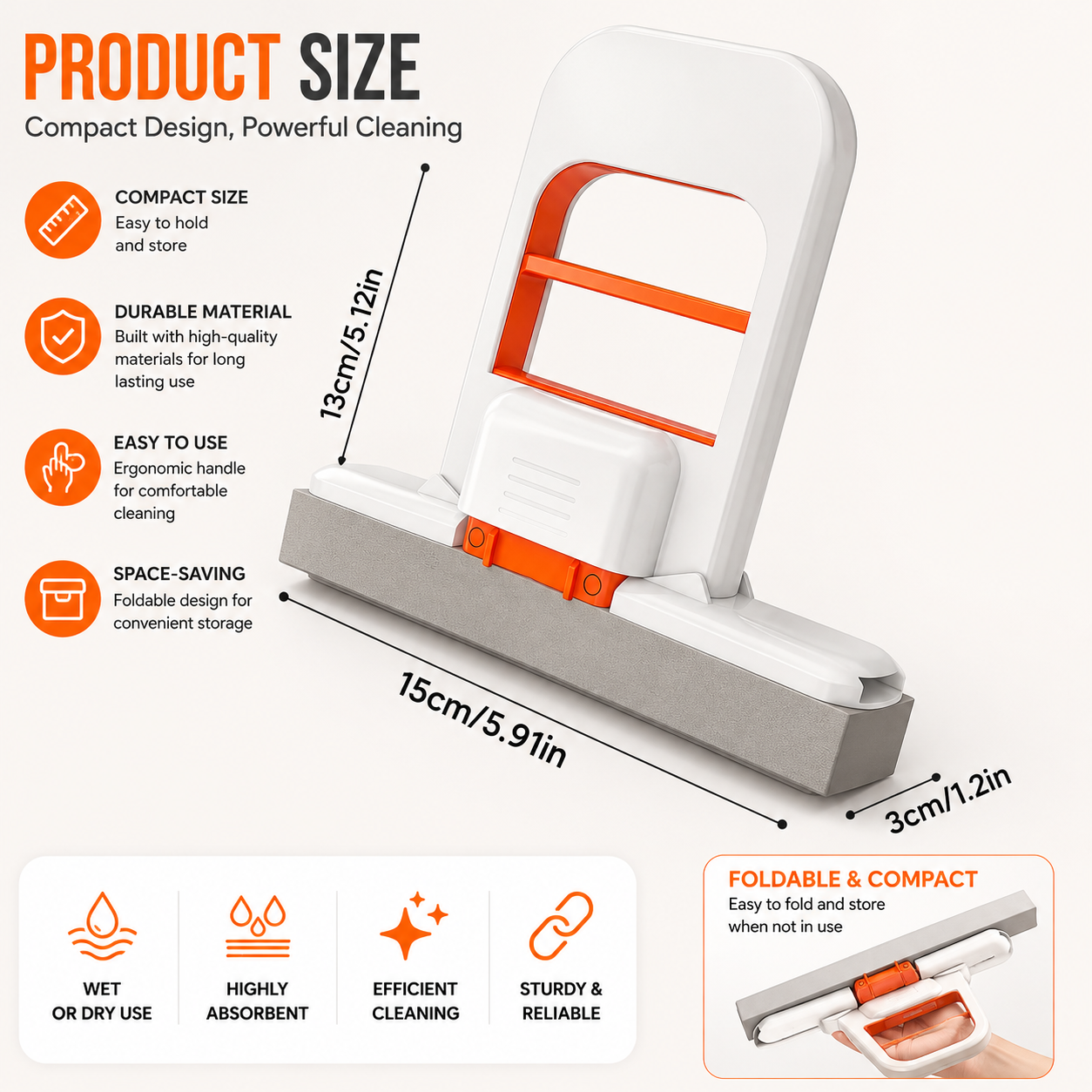 Multi-Functional Mini Foldable Sponge Mop | Self-Squeezing Cleaning Mop