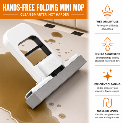 Multi-Functional Mini Foldable Sponge Mop | Self-Squeezing Cleaning Mop