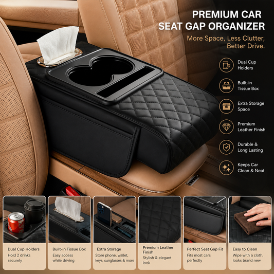 5 in 1 CAR ARMREST CONSOLE CUSHION - UNIVERSAL FIT FOR ALL CARS
