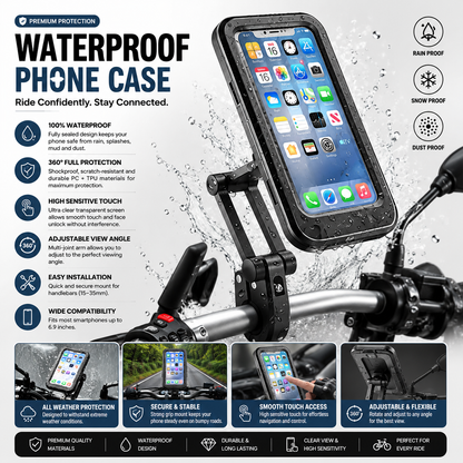 360° Waterproof Bike & Motorcycle Phone Holder – Touch Screen Mobile Mount