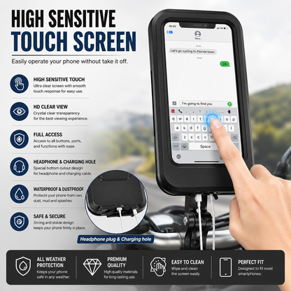 360° Waterproof Bike & Motorcycle Phone Holder – Touch Screen Mobile Mount