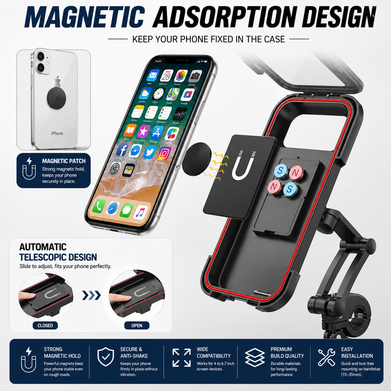 360° Waterproof Bike & Motorcycle Phone Holder – Touch Screen Mobile Mount