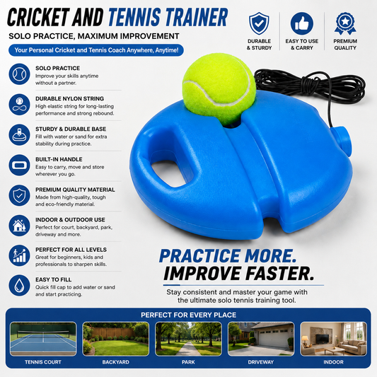 Dual Sports Rebound Trainer | Cricket & Tennis Solo Practice Ball Trainer