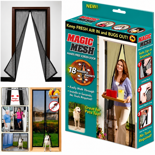 Magnetic Mesh Door Curtain – Hands-Free Insect Protection Screen