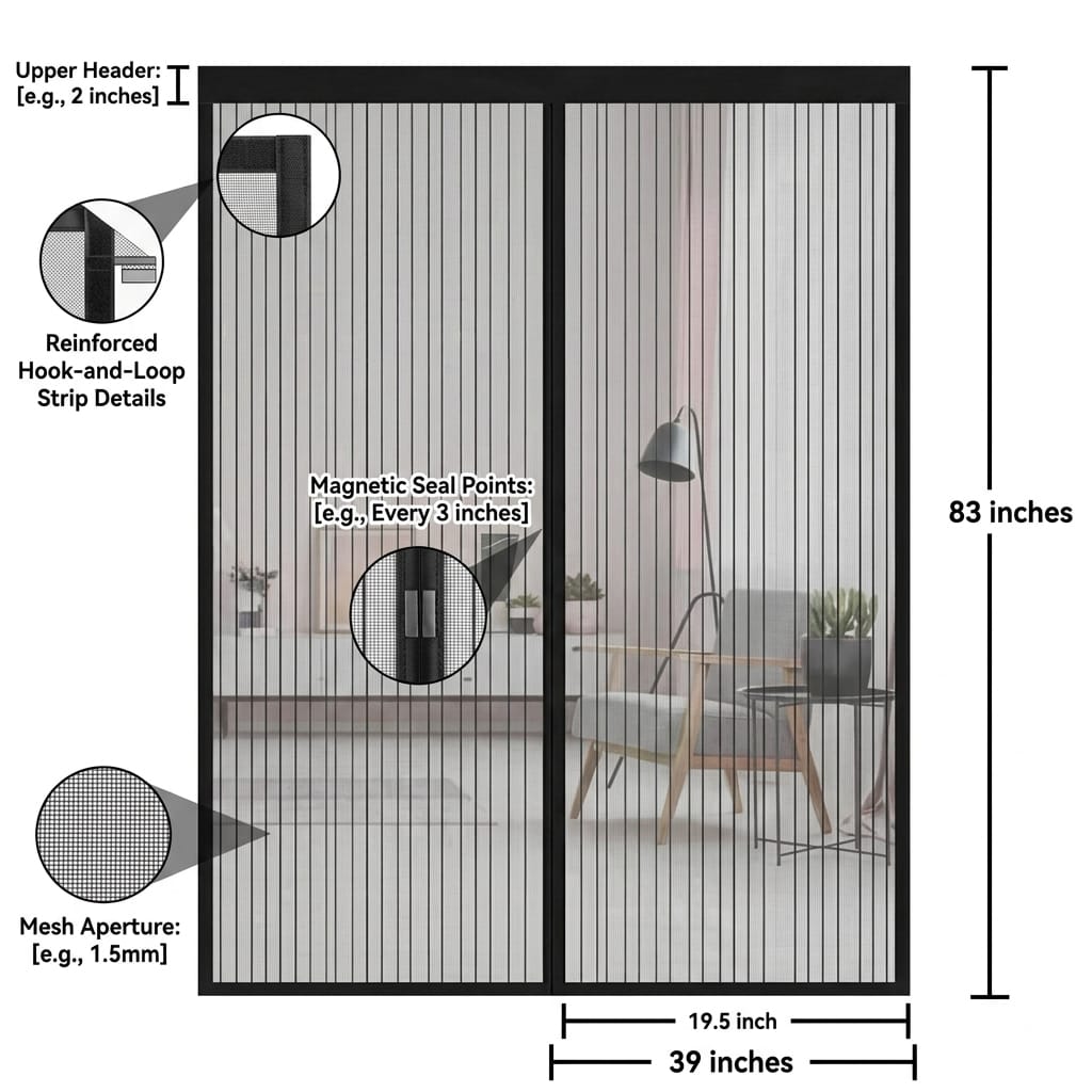 Magnetic Mesh Door Curtain – Hands-Free Insect Protection Screen