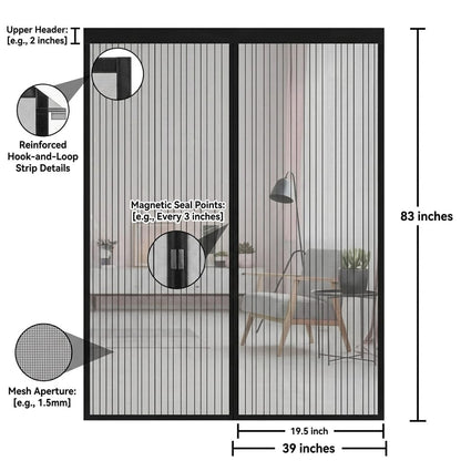 Magnetic Mesh Door Curtain – Hands-Free Insect Protection Screen